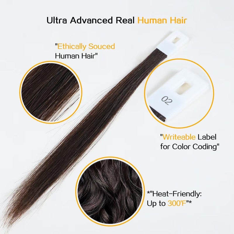 RINBOOOL Hair Swatches for Testing Color, Dark Brown Tone Level 2, Real Natural Remy Human Hair, 30 Strands per Pack, 8 Inches - Image 2